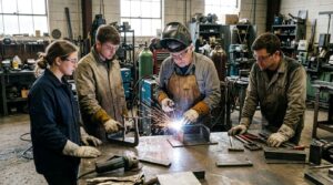 Apprentices learning a trade